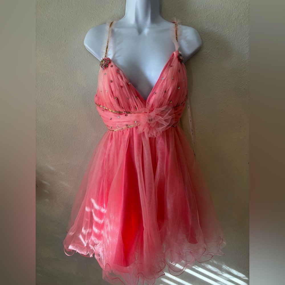 ALYCE PARIS 3519 SZ 2 OR 10 CORAL PROM HOMECOMING PAGEANT GOWN DRESS